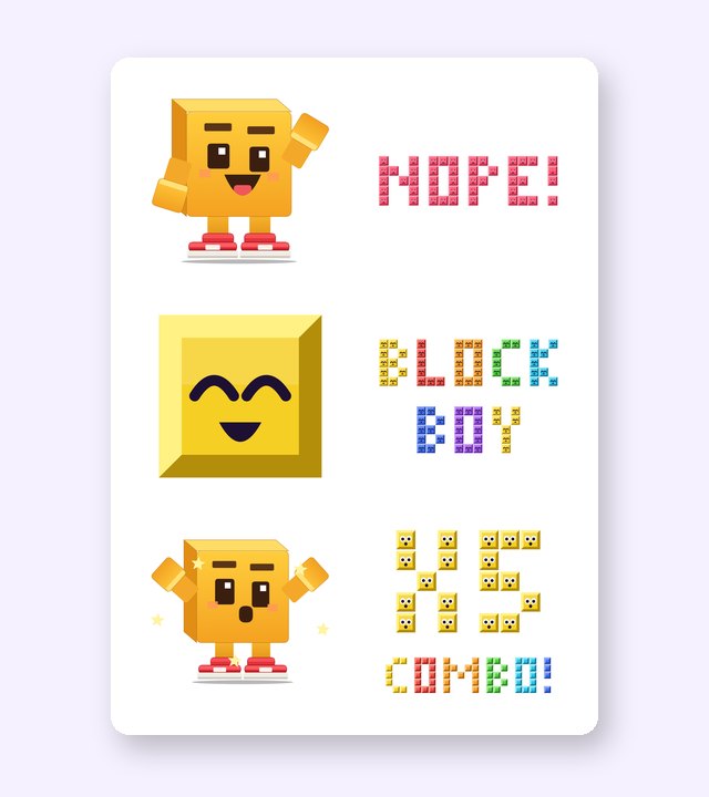 Sticker sheet with six Block Boy stickers