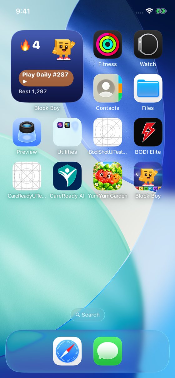 Block Boy Home Screen widget showing a 4-day streak